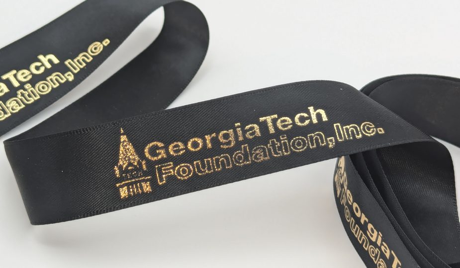 custom ribbon logo, custom ribbon printing, custom ribbon with company logo, custom satin ribbon, logo branded ribbon, logo on ribbon