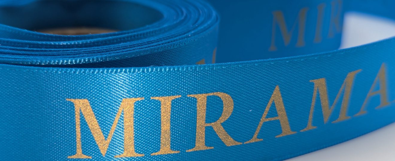 custom satin ribbon, custom logo ribbon, logo on ribbon, logo ribbon, logo ribbon imprint, custom event ribbon