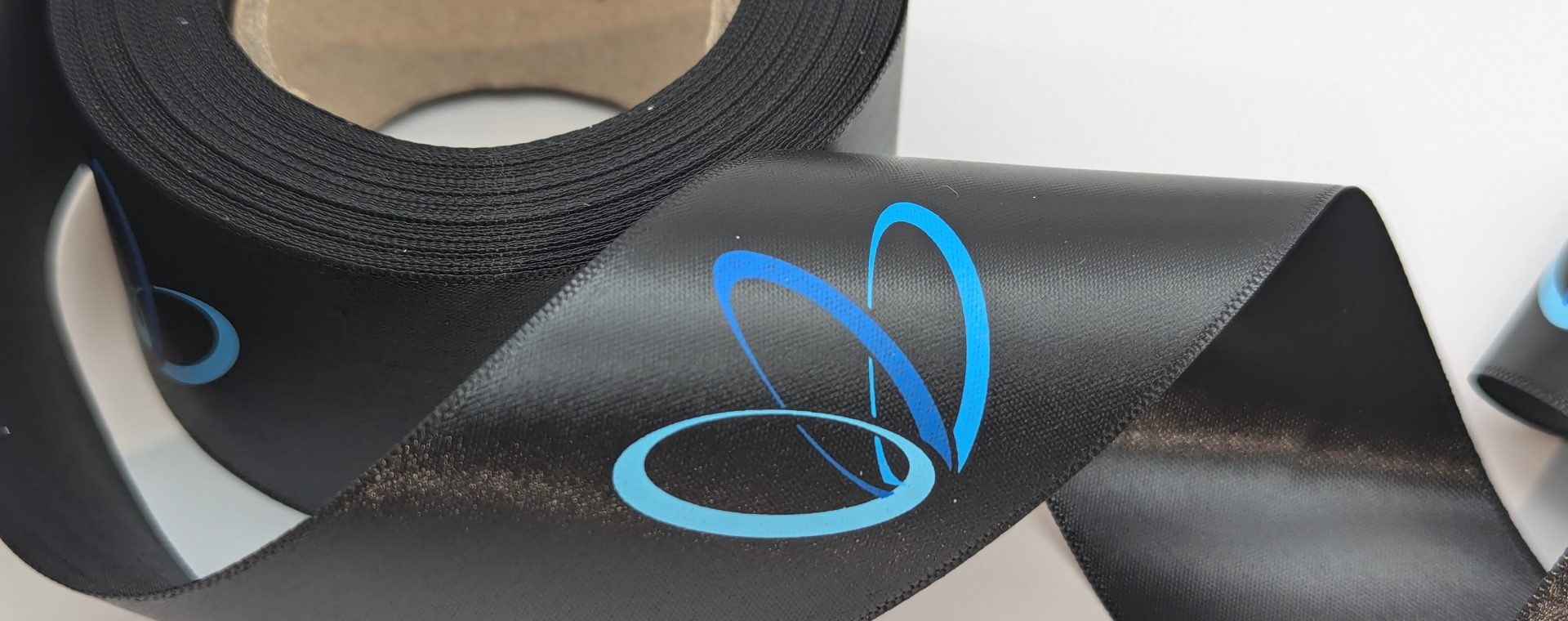customized branded full color ribbon, custom multi color ribbon, custom imprinted ribbon, full color printed ribbon, full color imprint satin ribbon