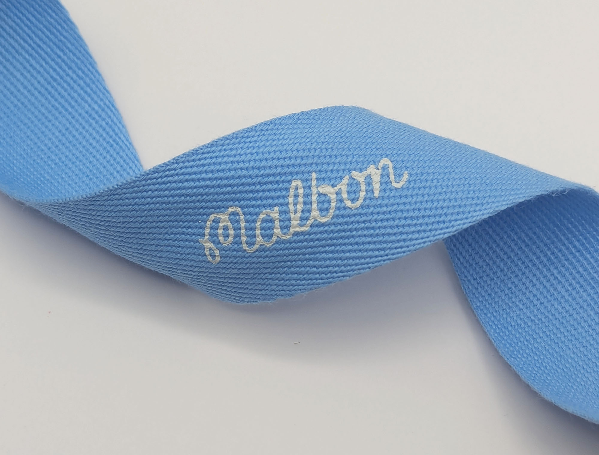 cotton logo ribbon, custom logo cotton ribbon, custom logo ribbon, custom dyed cotton ribbon, Pantone matching cotton ribbon