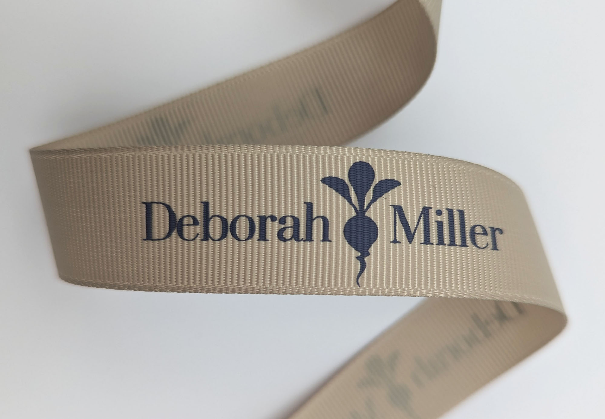 custom grosgrain ribbon, pantone matching grosgrain ribbon, custom business ribbon, custom logo printed ribbon, PMS matching grosgrain ribbon