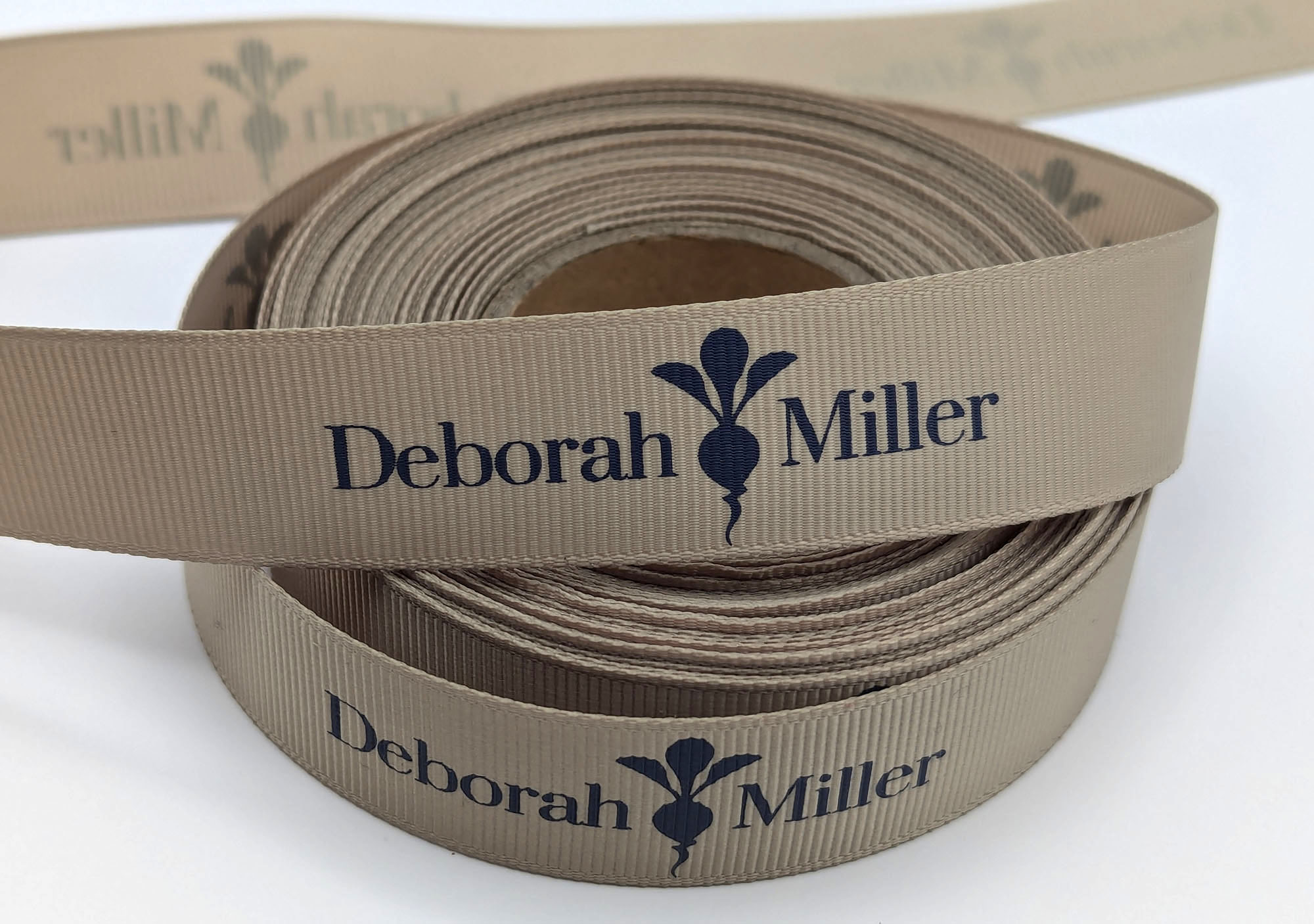 custom logo grosgrain ribbon, grosgrain custom logo ribbon, corporate logo ribbon, custom branded ribbon, custom grosgrain ribbon