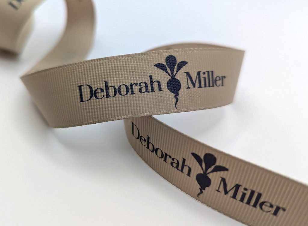 custom logo ribbon, Pantone matched custom logo ribbon, Pantone matched print, pantone matched custom grosgrain ribbon, PMS matching grosgrain ribbon