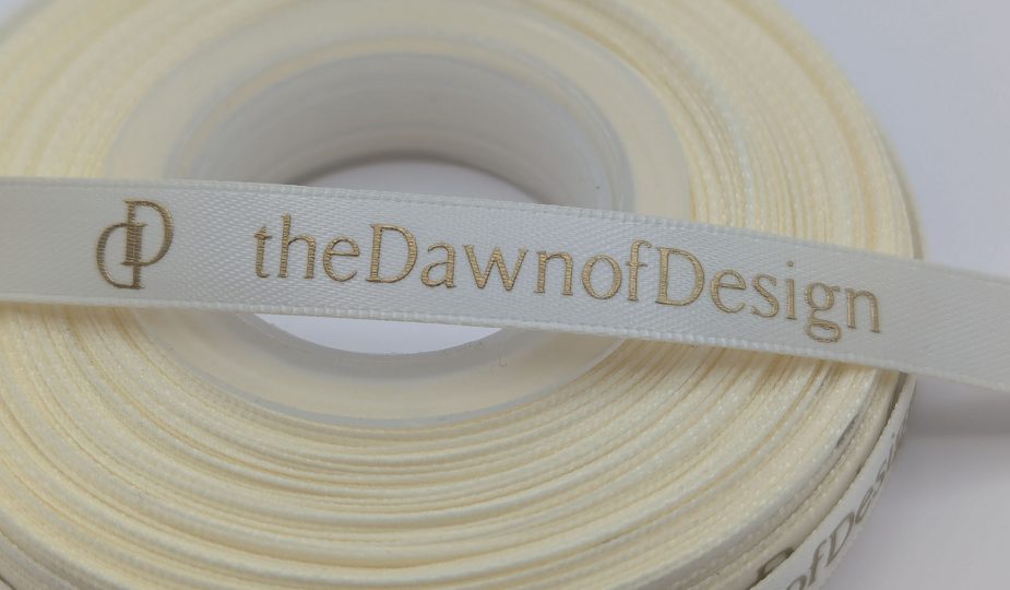 logo branded ribbon, custom satin ribbon, corporate logo ribbon, embossed logo on satin ribbon, branded custom satin ribbon