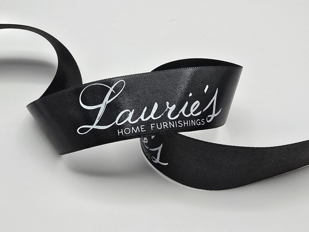 custom logo ribbon, custom branding ribbon, custom event ribbon, satin logo ribbon, company branding ribbon