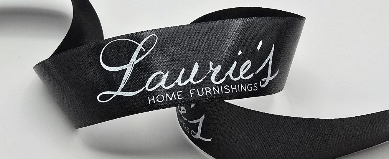 custom logo ribbon, custom branding ribbon, custom event ribbon, satin logo ribbon, company branding ribbon