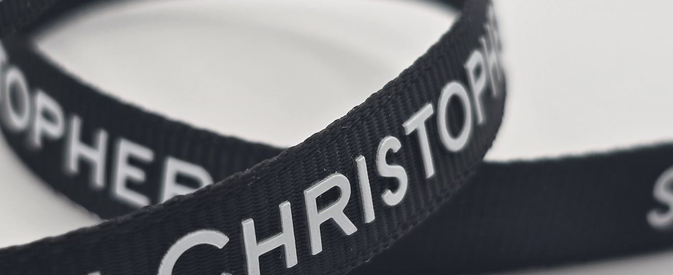 custom logo ribbon, raised print on grosgrain ribbon, custom grosgrain ribbon, custom branding ribbon,