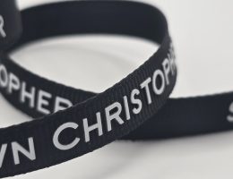 custom logo ribbon, raised print on grosgrain ribbon, custom grosgrain ribbon, custom branding ribbon,