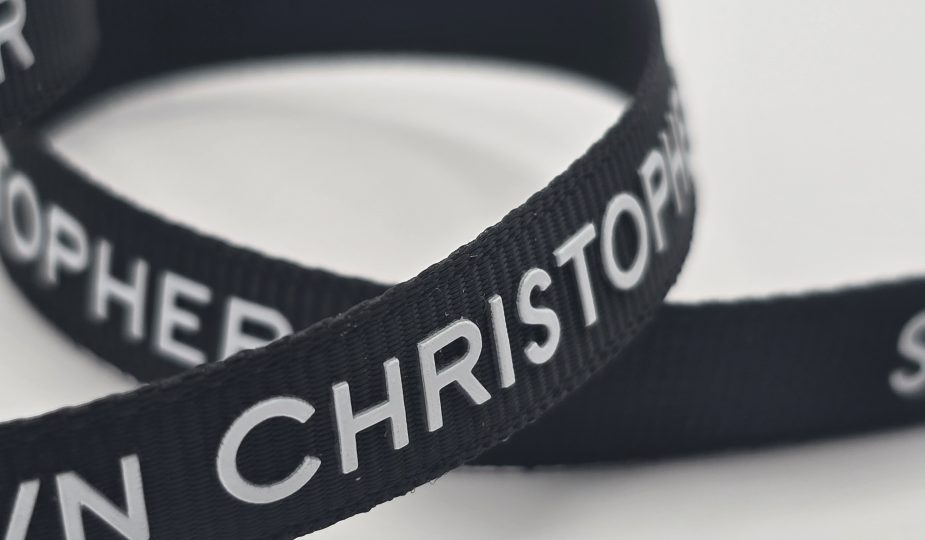 custom logo ribbon, raised print on grosgrain ribbon, custom grosgrain ribbon, custom branding ribbon,