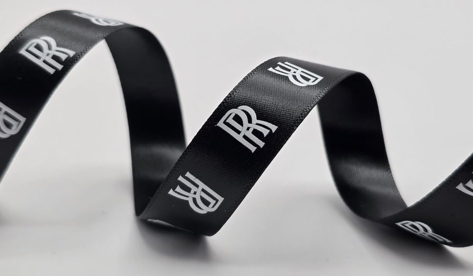 custom satin ribbon, custom logo ribbon, branded satin ribbon, custom printed logo ribbon