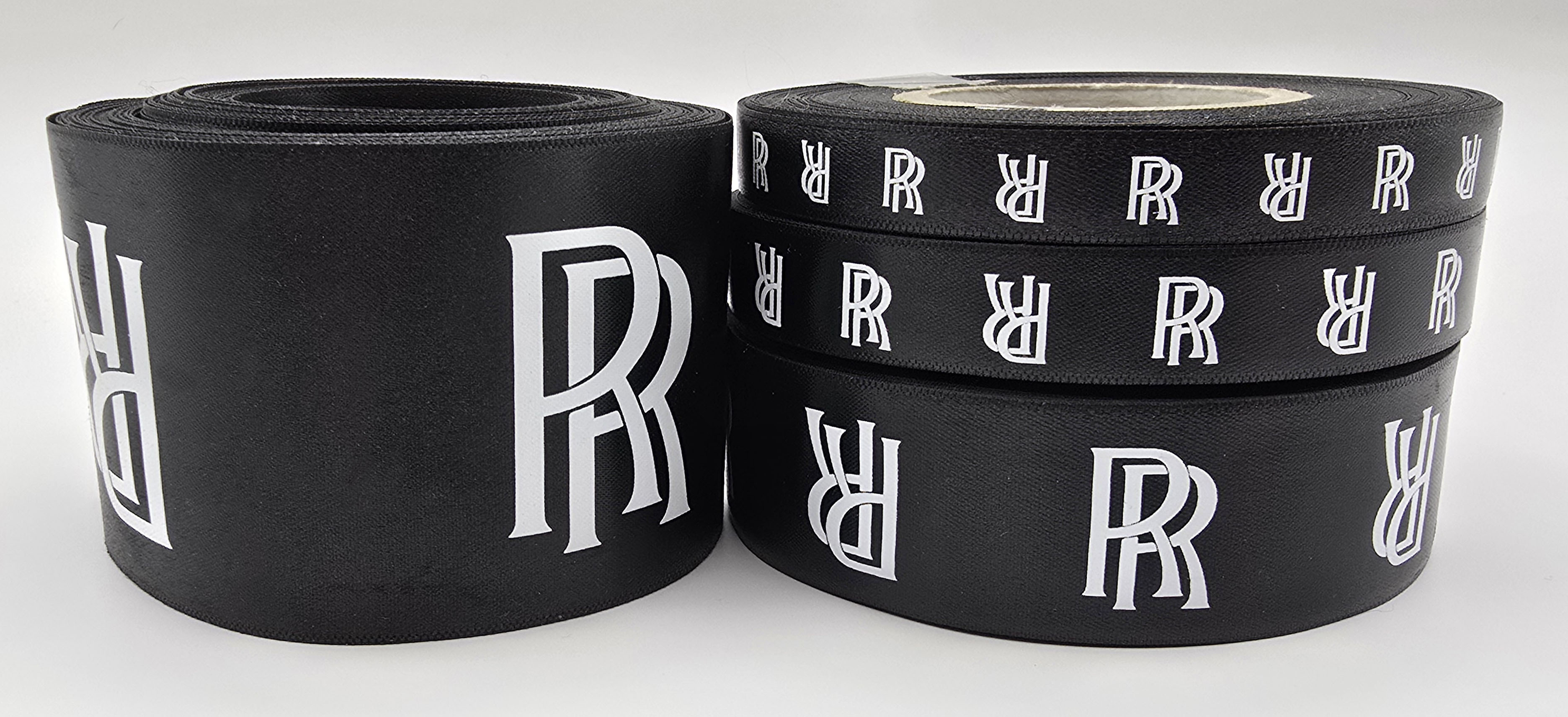 custom branded ribbon, custom logo ribbon, rolls royce ribbon, luxury branding ribbon, custom logo printed ribbon