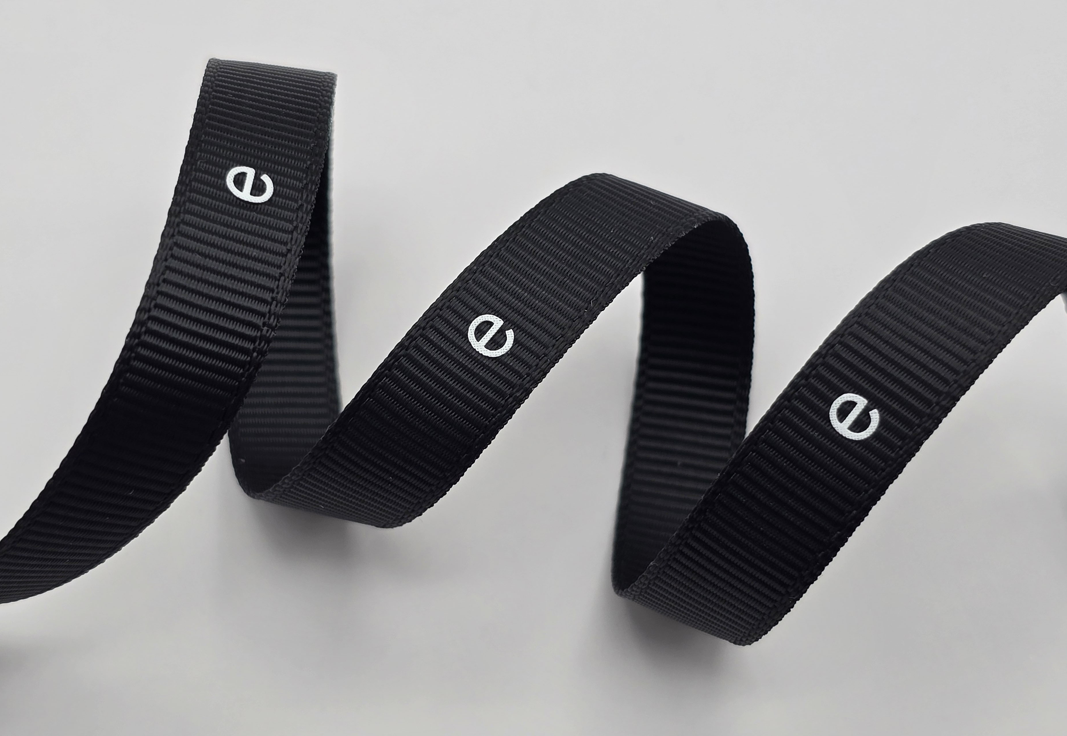 custom initial ribbon, custom logo ribbon, custom grosgrain ribbon, full coverage white print, custom branded ribbon