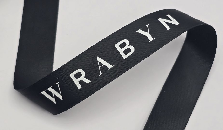 custom logo ribbon, custom satin ribbon, branded satin ribbon, business logo on ribbon, company custom ribbon