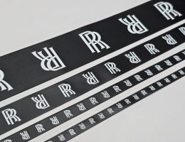 custom satin logo ribbon, custom logo ribbon, custom ribbon printing, luxury satin ribbon, luxury logo ribbon