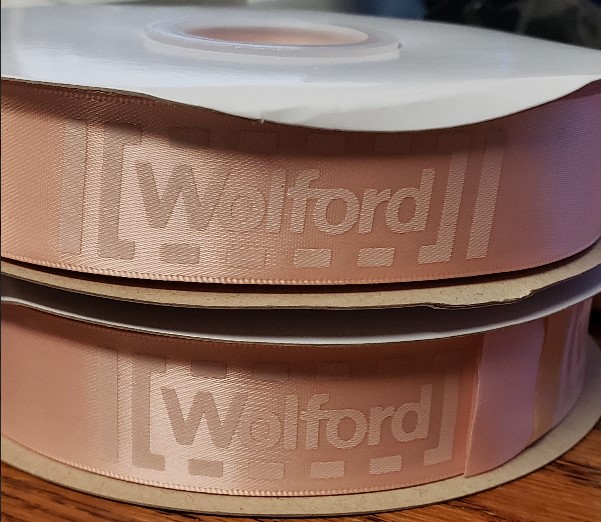 Tone on tone custom logo ribbon, custom logo ribbon, custom printed satin ribbon, Pantone matching ribbon
