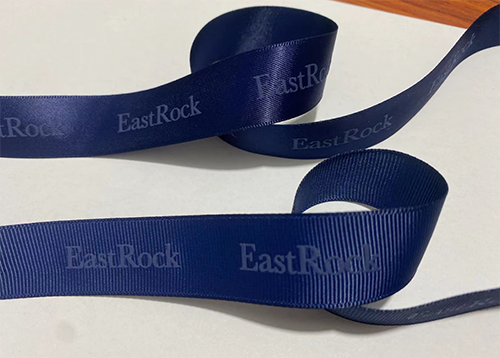 custom tone on tone logo ribbon, custom satin Pantone matching ribbon, pantone matching grosgrain ribbon, custom logo ribbon