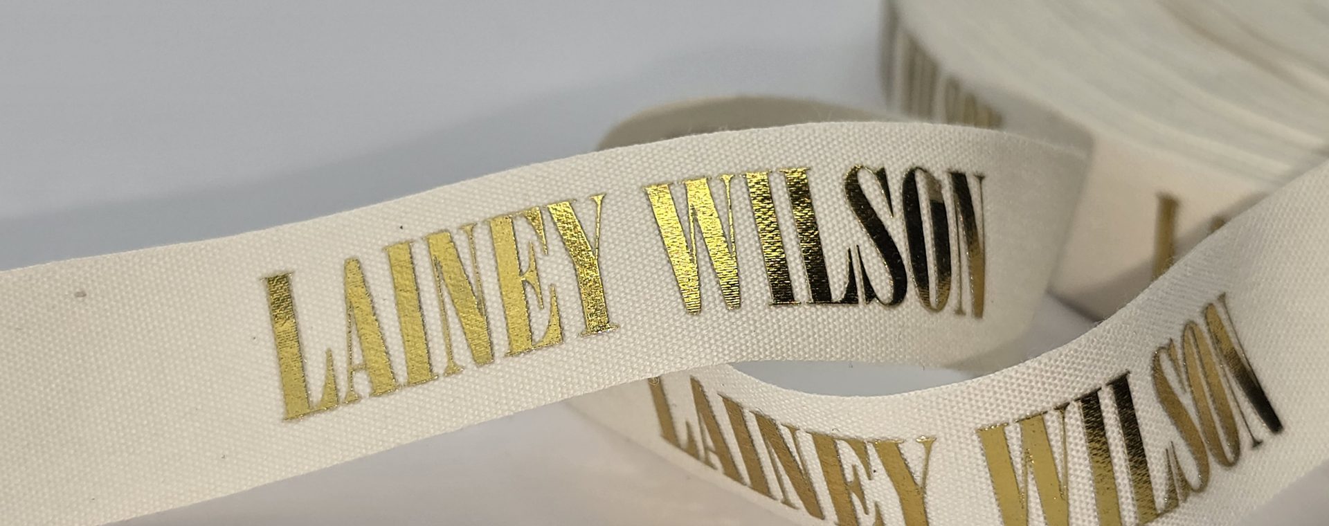 custom cotton ribbon, custom logo cotton ribbon, eco friendly logo ribbon, foil print on cotton ribbon, natural cotton logo ribbon
