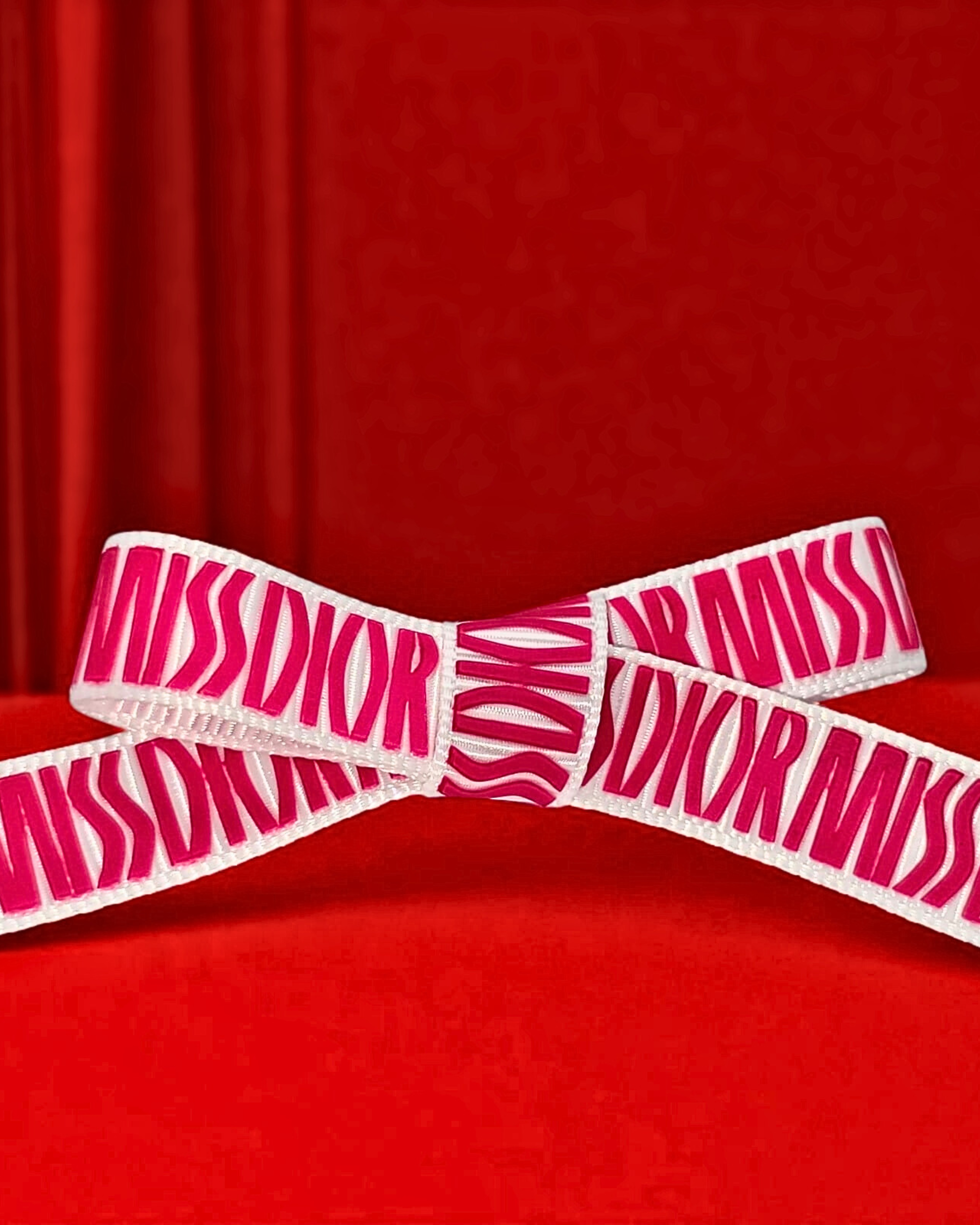 custom logo ribbon, custom grosgrain ribbon, Pantone matching ribbon, raised print on grosgrain ribbon, Dior logo ribbon