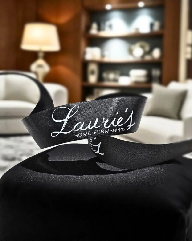 custom logo ribbon, custom branding ribbon, custom satin ribbon, branded logo ribbon, satin logo ribbon, customized ribbon