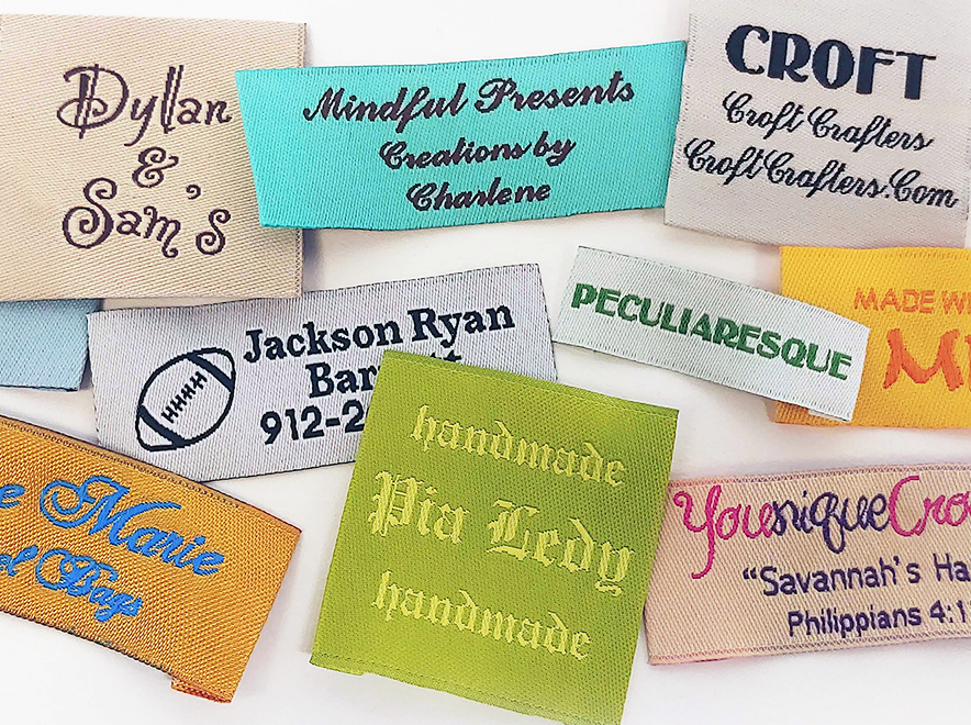custom woven labels, personalized woven fabric labels, quality labels, woven lables, labels with custom text
