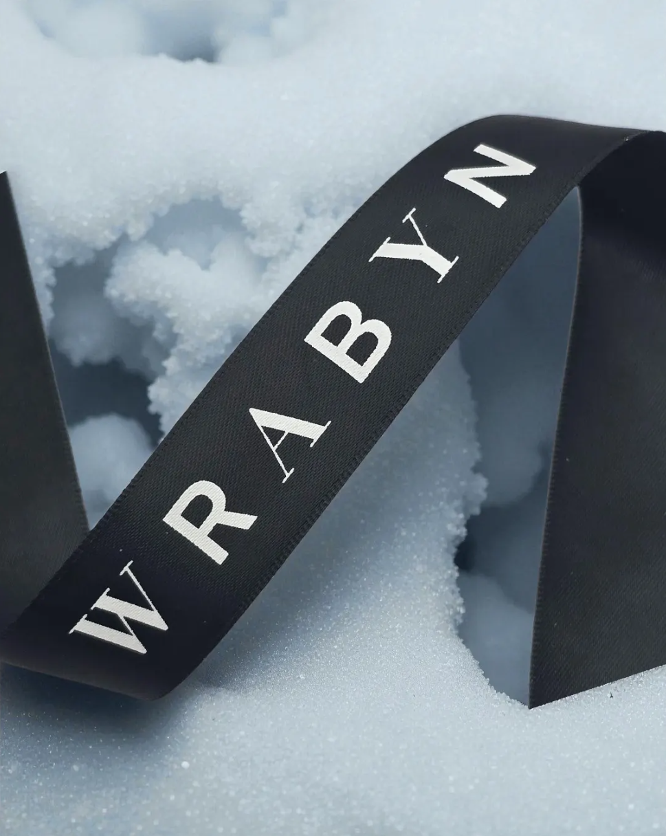 custom logo ribbon, custom satin ribbon, branded satin ribbon, business logo on ribbon, company custom ribbon