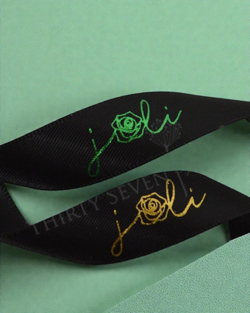 Black Ribbon with gold print, Gold Printed Ribbon, Logo Ribbon, Custom Ribbon Printing, Company Logo Ribbon, custom logo ribbon (1)