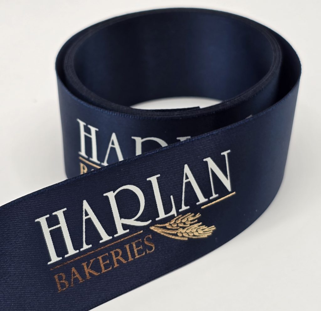 corporate logo gift ribbon, custom logo ribbon, custom event ribbon, custom printed logo ribbon, custom branded ribbon, custom company logo ribbon