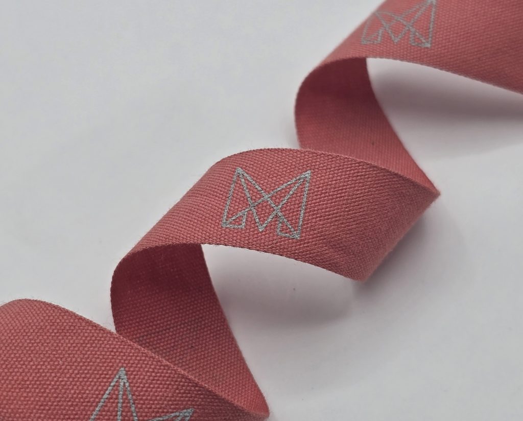 cotton logo ribbon, custom cotton ribbon, Pantone matching cotton ribbon, custom dyed cotton ribbon, custom logo ribbon