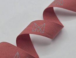 cotton logo ribbon, custom cotton ribbon, Pantone matching cotton ribbon, custom dyed cotton ribbon, custom logo ribbon
