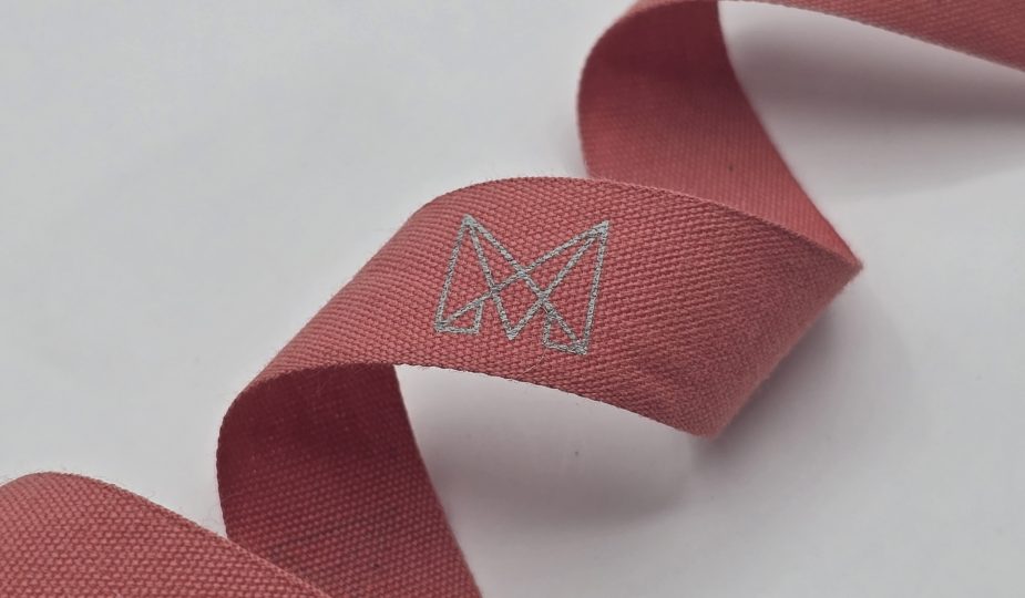 cotton logo ribbon, custom cotton ribbon, Pantone matching cotton ribbon, custom dyed cotton ribbon, custom logo ribbon