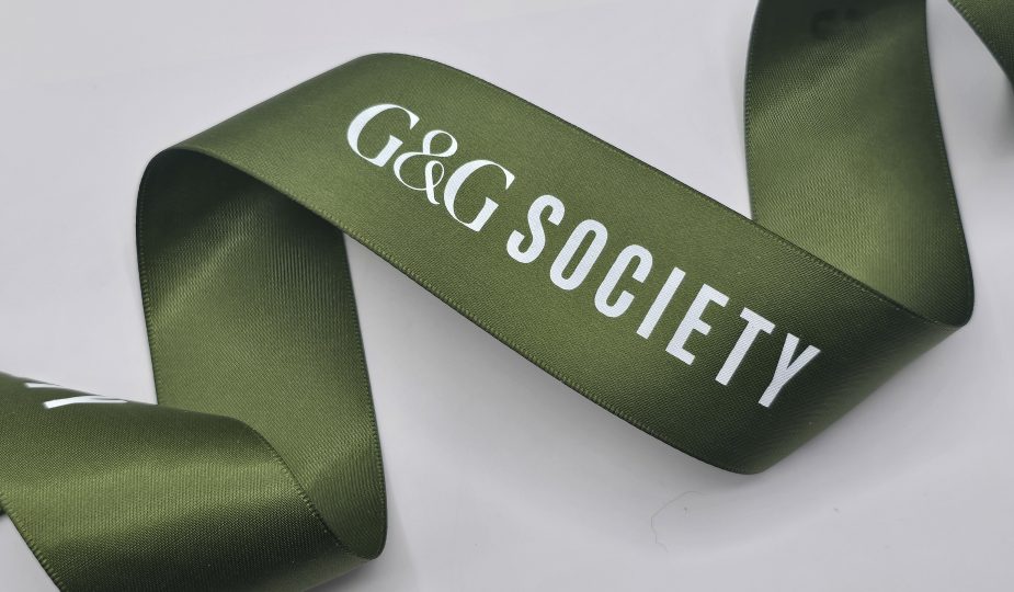 custom logo ribbon, branded custom satin ribbon, business logo on ribbon, company custom ribbon