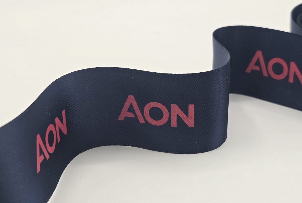 custom logo ribbon, branded custom satin ribbon, business logo on ribbon, pantone matching logo ribbon, company custom ribbon, corporate logo gift ribbon
