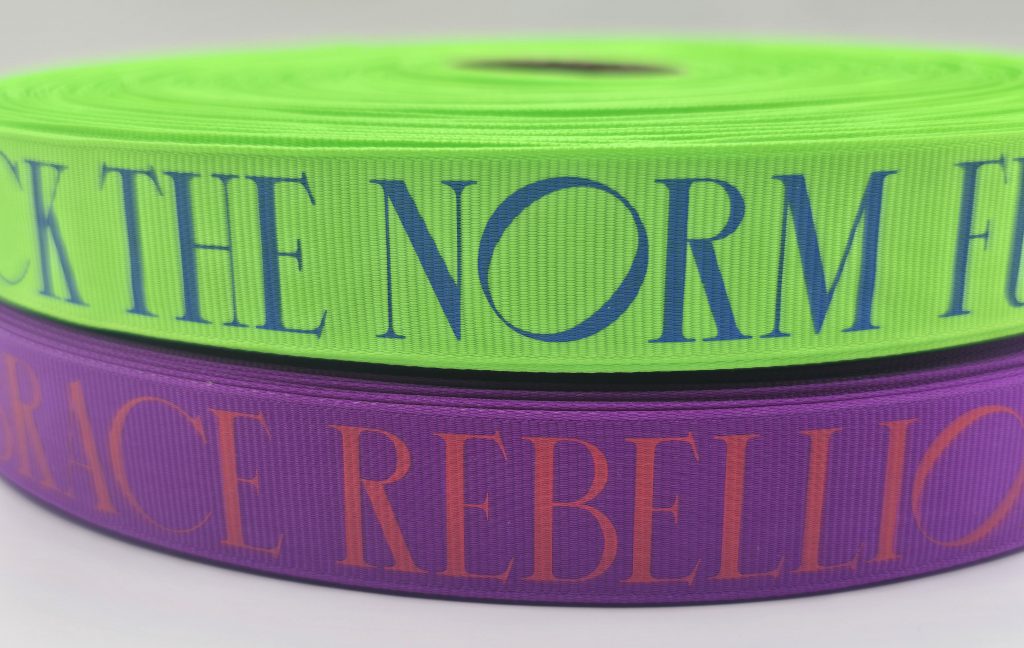 custom logo ribbon, custom grosgrain ribbon, Pantone matching grosgrain logo ribbon, logo printed ribbon, logo ribbon printing, logo ribbon