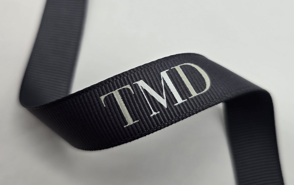 custom logo ribbon, custom grosgrain ribbon, custom prin grosgrain logo ribbon, logo printed grosgrain ribbon