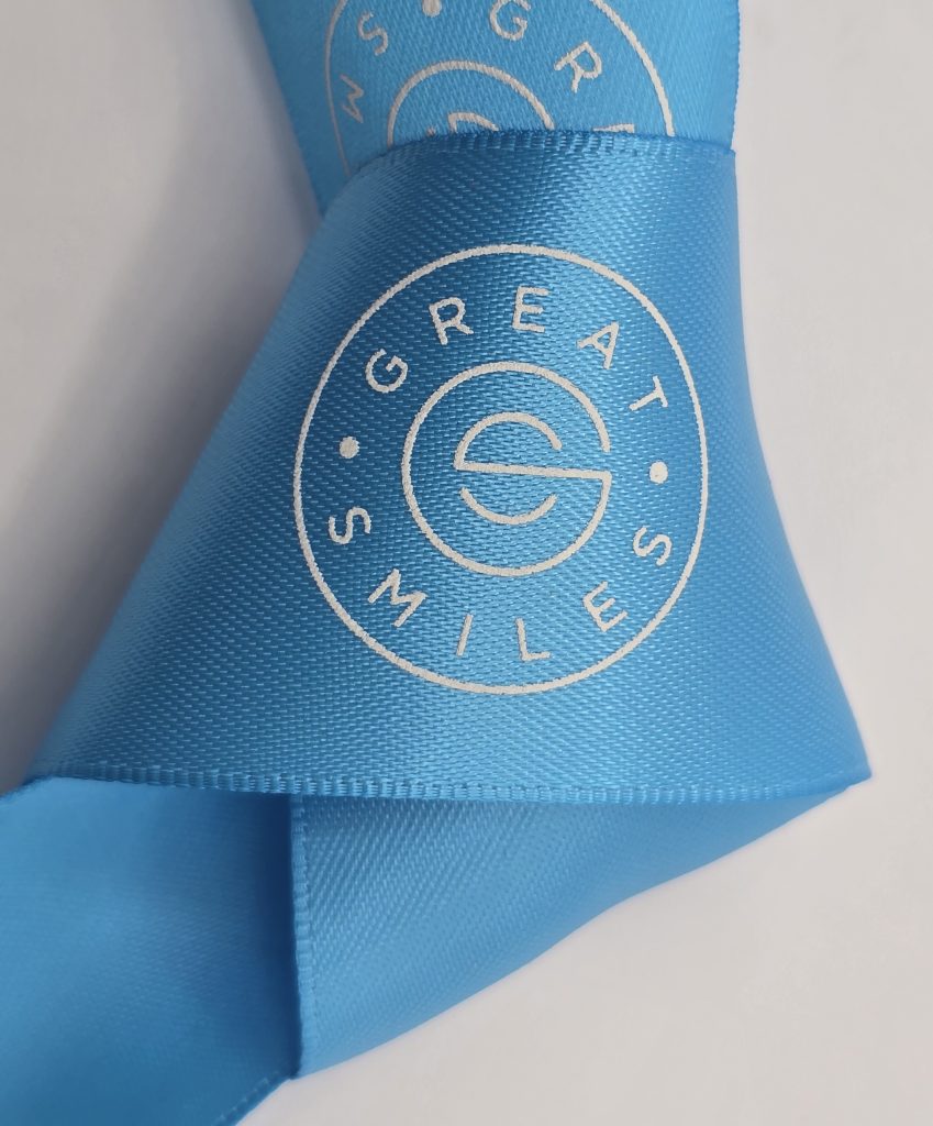 custom logo ribbon, satin logo ribbon, corporate logo gift ribbon, custom event ribbon, custom satin ribbon, logo printed ribbon