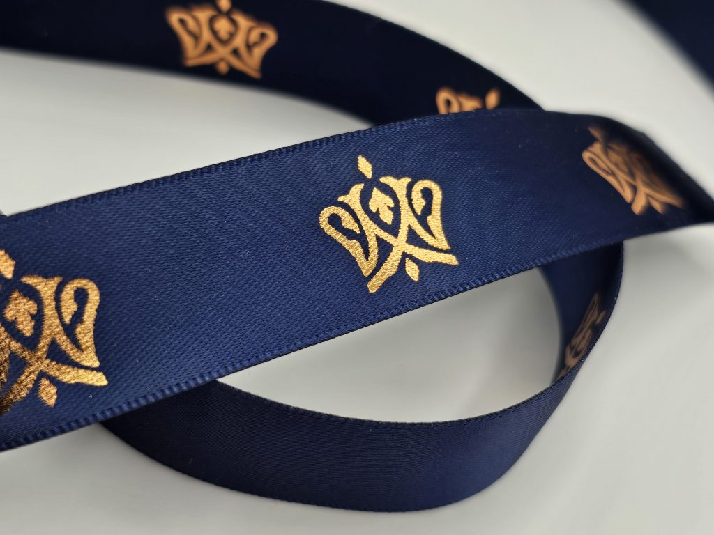 logo branded ribbon, custom logo ribbon, logo on ribbon, satin logo ribbon, logo ribbon printing, custom event ribbon, ribbon with my own logo, custom printed logo ribbon