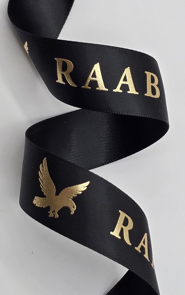 logo printed ribbon, custom logo ribbon, logo ribbon, custom ribbon, custom imprinted ribbon, corporate ribbon, branded custom satin ribbon, business logo on ribbon