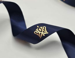 ribbon with logo, custom logo ribbon, custom dyed ribbon, branded ribbon, custom comapny logo ribbon, custom printed ribbon, custom ribbon logo