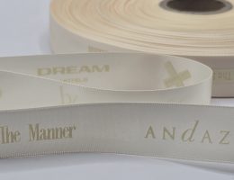 tone on tone logo ribbon, custom satin ribbon, custom logo ribbon, custom company logo ribbon, corporate logo ribbon