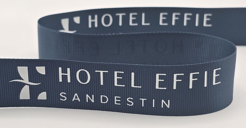 custom logo grosgrain ribbon, custom logo ribbon, custom printed ribbon, Pantone matching grosgrain ribbon, custom branding ribbon